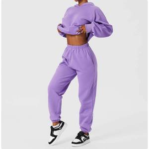 Lcool Winter Custom Übergroße Baumwolle Fleece Hoodie Trainings anzug <span class=keywords><strong>2</strong></span>-teiliges Set Damen Langarm Custom Logo Jogger Set - Product Image 3