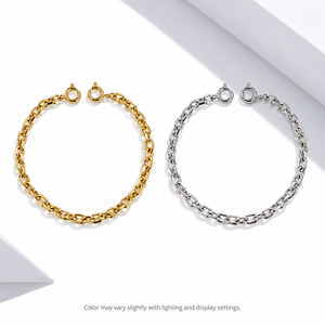 สร้อยข้อมือโซ่แบบโอวัลลิงค์ สแตนเลสสตีล ชุบสูญญากาศด้วยทอง 14K มีตัวเลือกสีทองและสีเงิน - Product Image 1