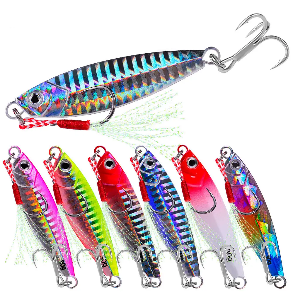 Fishing supplies 7g/10g/15g/20g/30g fishing bait lead fish with three hooks metal bait slow crank saltwater fishing jigging lure