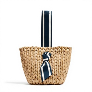 Woven Straw Tote Bag Rectangle Eco-Friendly Handmade Water Hyacinth Boho Tote Bag Summer Beach Bag From HNH Craft Vietnam - Product Image 1
