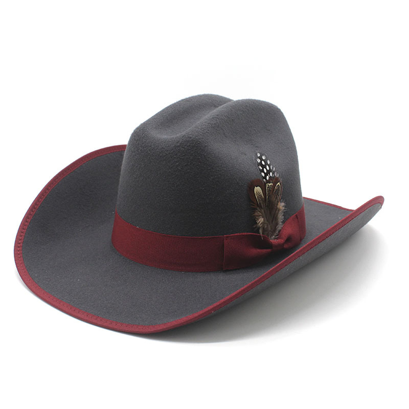 Chapeau Cowboy Vintage Mélange Laine Large Bord Taille 7 1/4