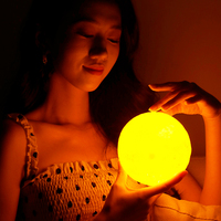 Lampe de lune d'impression 3D rechargeable 500 mAh, contrôle tactile, lampe lunaire, lumière nocturne arc-en-ciel, lampe de coucher de soleil