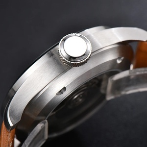 Montre-bracelet <span class=keywords><strong>Parnis</strong></span> automatique mécanique pour homme, réserve de marche, cadran gris, boîtier en acier inoxydable, bracelet en cuir - Cadeau de luxe 2026 - Product Image 3