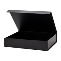 Emballage de luxe en vrac noir de entreprises, boîte cadeau pliable, rigide, peu profonde, livraison gratuite