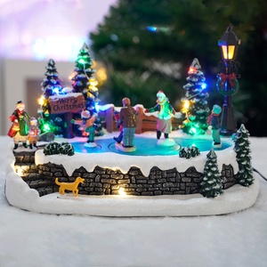 MELODY Resin <strong>Christmas</strong> <strong>Village</strong> Houses Animated LED Scene with Turning Skaters &amp; Music Indoor Use <strong>Christmas</strong> Decor - Product Image 4