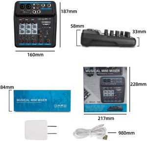 Professional Portable 4-Channel USB Mini Audio <strong>Mixer</strong> Live Sound DJ Console for <strong>Karaoke</strong> Recording Small Interface Sound Interface - Product Image 6