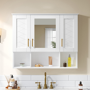 Armoire à pharmacie murale 2 en 1 de 35 pouces avec étagères réglables, portes à fermeture douce, miroir haute définition, rangement pour salle de bain - Product Image 1