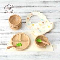 Juego de Vajilla de Bambú con Succión de Silicona Antideslizante Ecológica Personalizada, Plato y Tazón para Bebés, Comedor Infantil