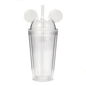 Gobelet d'été à double paroi personnalisé en plastique transparent en acrylique clair eau 16oz oreilles de chat couvercle gobelet - Product Image 2