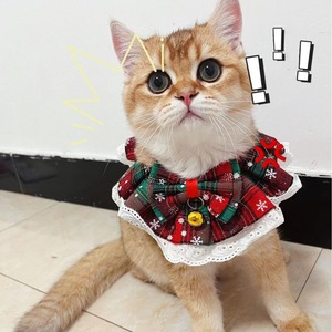 Pañuelo de encaje con lazo y campana para mascotas, estilo navideño, accesorio de cosplay para gatos y perros, decoración festiva de invierno - Product Image 2