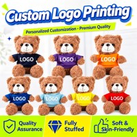 Ours en peluche super doux en coton PP, vêtu d'un t-shirt, d'un nœud papillon ou d'un polo, personnalisable avec logo d'ours en peluche, parfait
