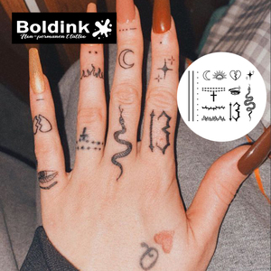<span class=keywords><strong>Tatuaje</strong></span> Semipermanente Boldink Personalizado con Diseño de Serpiente Gótica Número 13, Arte Corporal para Dedos, Resistente al Agua, Larga Duración (2 Semanas), Tinta Jagua - Product Image 2