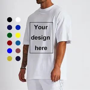 170 180 190 200 210 220 230 300 GSM In Bulk Essential Plain Customized White Straight Oversized T Shirts Men