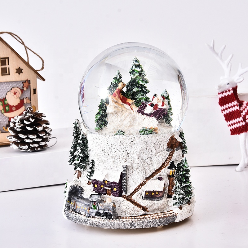 Романтическая Рождественская музыкальная шкатулка в виде карусели со снежными шарами