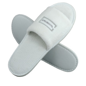 All'ingrosso personalizzato Hotel <span class=keywords><strong>pantofole</strong></span> aperte a punta di lusso in pile di corallo bianco suola EVA <span class=keywords><strong>per</strong></span> Spa Hotel compagnia aerea <span class=keywords><strong>ospedale</strong></span> con Logo - Product Image 2