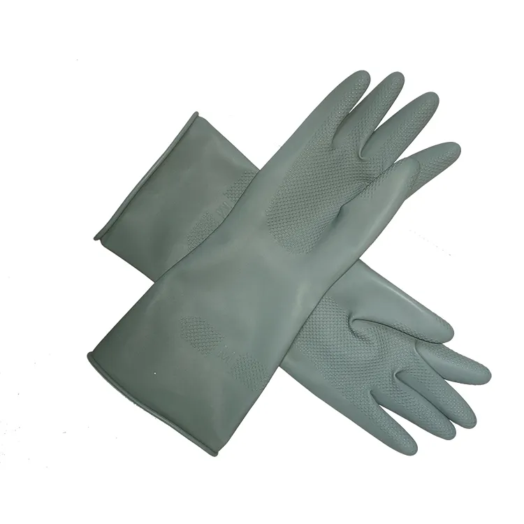 Korea Cleaning working brown dark green grey 33cm reusable kitchen rubber dishwashing washing long latex household gloves