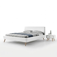 Lit double Willsoon de style nordique moderne européen, cadre de lit rembourré en similicuir PU, cadre de lit en bois pour meubles de maison