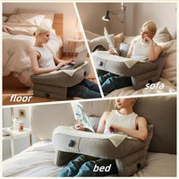 Coussin gonflable de lecture et de jeu avec accoudoir et soutien lombaire, design tricoté pour les jambes, repose-pieds portable