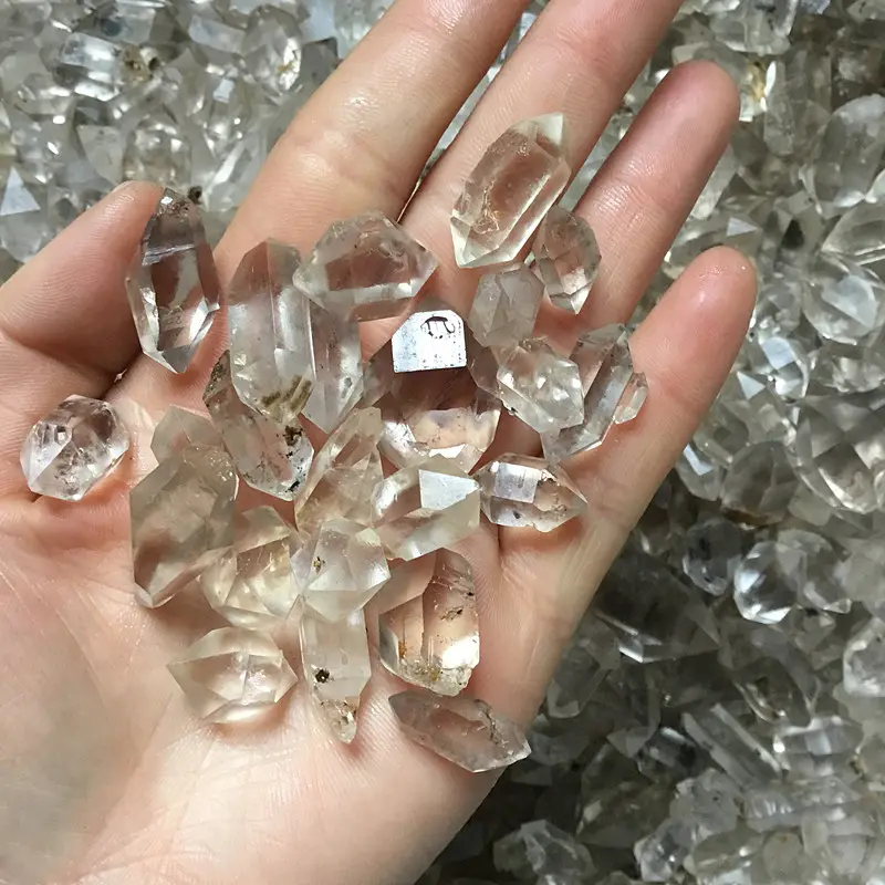 Shining Natural sichuan stone Diamond Quartz Crystal Double Points