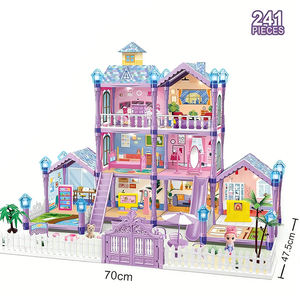 Muebles para Casa de Muñecas con Mini Lámpara, Puertas, Ventanas, Piezas Decorativas de Vidrio, Juguete Creativo de Exhibición - Product Image 6