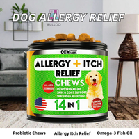 Friandises à mâcher molles OEM pour chiens contre les allergies, soulagement des démangeaisons, huile de poisson oméga 3, probiotiques, enzymes digestives, saveur poulet