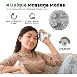 Masseur de cuir chevelu électrique 3D personnalisé, étanche et rechargeable, avec 4 têtes de pétrissage, pour shampoing et SPA, en forme de pieuvre - Product Image 4