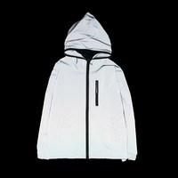Nuit haute vision capuche amovible rue hommes nylon polyester noir maille réfléchissant pull sur équitation sport sécurité à capuche veste