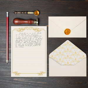 Set di Buste e Carta da Lettere Retrò A4 in Stile Europeo, Carta Patinata con Stampa a Caldo per Lettere d'Amore <span class=keywords><strong>Scritte</strong></span> a Mano - Product Image 2