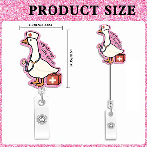 Badge extensible en acrylique à paillettes motif Oie infirmière, avec boucle à dégagement rapide, accessoire de travail, cadeau, vente en gros - Product Image 4