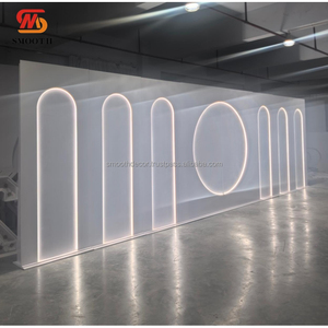 Toile de fond acrylique lisse ensemble PVC arc affichage blanc ondulation bébé douche fête d'anniversaire toile de fond - Product Image 4