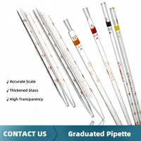 Pipettes de laboratoire en verre transparent 0.5ml 1ml 5ml 10ml Pipette de mesure sérologique graduée