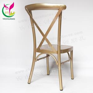 Muebles de boda comedor banquete apilable de aluminio de oro <span class=keywords><strong>Cruz</strong></span> Silla de comedor con cojín extraíble - Product Image 6