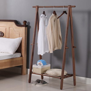 Perchero de Madera Maciza de Dos Niveles, Tipo de Pie, para Almacenamiento de Ropa en el Dormitorio, Diseño Moderno y Simple - Product Image 1