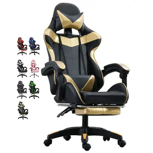 Chaise de Gaming professionnelle en cuir doré, siège massant pour ordinateur, à dossier haut, pour maison, bureau et Gaming, fabricant