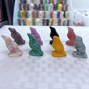 ขายส่งงานแกะสลักสัตว์จากคริสตัลและอัญมณีธรรมชาติผสม - กระต่าย/แมว/ช้าง/อีกา ประติมากรรมหินกึ่งมีค่าจากโรงงาน - Product Image 2