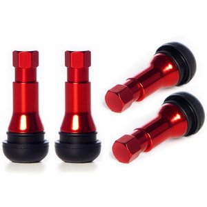Tiges de valve sans chambre à air en aluminium rouge avec base en caoutchouc, taille standard pour la réparation et le remplacement des pneus de voiture TR413AC - Product Image 1