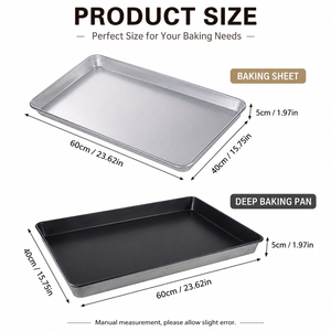 Plaque de cuisson carrée en alliage d'aluminium antiadhésive 40x60cm en gros, en stock, pour la cuisson à domicile de biscuits, pains et gâteaux - Product Image 4