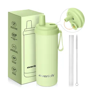 New Design 18oz Double Wall Stainless Steel Insulated Milk Tea Straw Bottle with Magnetic Lid