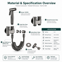Kit de pulvérisation pour bidet en laiton anthracite, directement de l'usine, avec douchette manuelle et valve, pour les commandes en gros