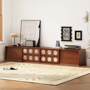 Solid Wood Combination <b>Tv</b> Cabinet Retro Storage Cabinet French Style Floor Standing <b>Tv</b> <b>Stand</b> With Storage For Living Room - Product Image 1