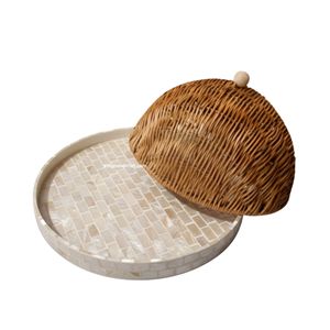 Plateau de service bohème en nacre pour le Ramadan et l'Aïd |   Plateau élégant fait à la main pour les aliments et les boissons, idéal pour les cadeaux, les dattes, les bonbons, la décoration de table - Product Image 6