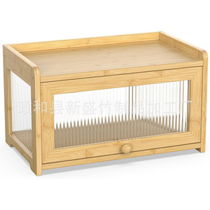 Boîte à pain en bambou Xinsheng avec panneau transparent, récipient de rangement pour aliments en bois massif pour comptoir de cuisine - Product Image 5