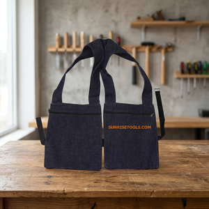 Sac bandoulière bleu foncé avec support de présentation en pierre, forme irrégulière, double poches, sangle réglable, usage quotidien, fabrication de bijoux - Product Image 5