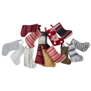 Kadife örgü glitter Mini noel stocking dekorasyon hediye kartı tutucusu veya parti hediye