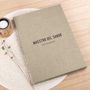 Nouveau porte-menu en tissu <span class=keywords><strong>avec</strong></span> texture de lin, reliure lâche, pliage <span class=keywords><strong>fixe</strong></span>, pour restaurant, bar, traiteur, menu personnalisé <span class=keywords><strong>avec</strong></span> logo estampé or - Product Image 2