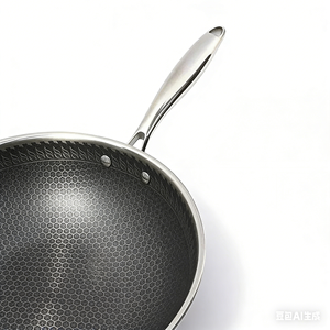 <span class=keywords><strong>Wok</strong></span> Antiadherente de Acero Inoxidable Triple <span class=keywords><strong>con</strong></span> Diseño de Panal de Abeja para Cocina de Gas e <span class=keywords><strong>Inducción</strong></span>, Capacidad de 20L para Restaurantes - Product Image 4