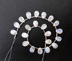 Piedra de Luna de arcoíris Natural, 21 piezas, forma de pera facetada, cuentas de Briolette de Gema azul intermitente, venta al por mayor - Product Image 2