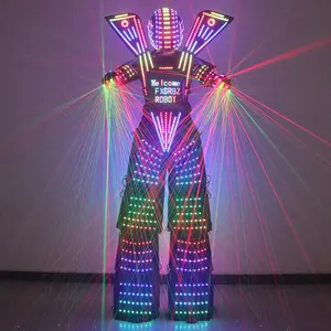 LED Robot Stilt Performance Costumes LED Robot Cosplay High Quality Costume Ballroom Performance Luminous Clothes