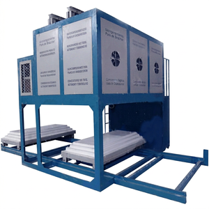 Fourneau à foyer industriel à grande capacité, structure en acier bleu avec deux plateformes et panneaux de ventilation - Product Image 1