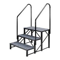 Marchepieds en acier à haute teneur en carbone à 3 marches avec marches antidérapantes, capacité de 660 lb, pour camping-car, véranda, spa, chalet en bois